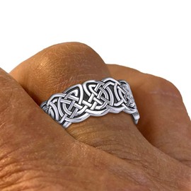 US Jewels Men's 0.925 Sterling Silver Irish Celtic Endless or Love Knot Ring Band, 9