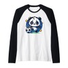 Panda Soccer Player Kicking Soccer Ball Cute Girls Graphic Raglan