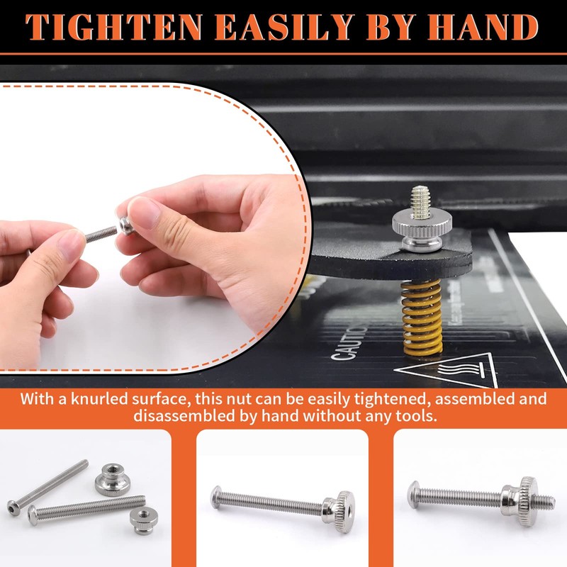 Tanstic 42Pcs Knurled Thumb Nuts, M3 M4 M5 M6 M8