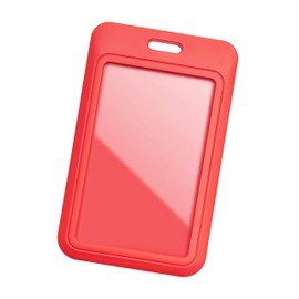 1 Pack Sliding ID Badge Holder with Clear Window Red ID Card Holder Protector Pouch for Office School ID Credit Cards Proximity Key Cards Driver’s Licenses and Passes