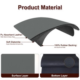 Dish Drying Mat for Kitchen, 15.7’’ X 17.7’’ Coffee Bar Mats for Countertop Fit Under Coffee Maker, Hide Stain Rubber Backed Espresso Machine Absorbent Drying Pad, Gray