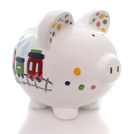 Child to Cherish Ceramic Piggy Bank for Boys, Train