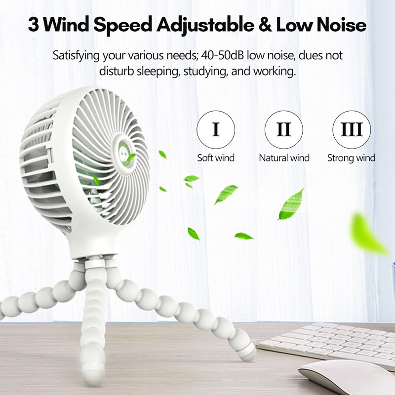 Portable Handeld Mini Fan Stroller Fan Flexible Octopus Tripod Clip