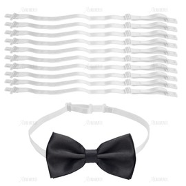 AUEAR, 10 Pack White Adjustable Bow Tie Strap with Clip Elastic Bands