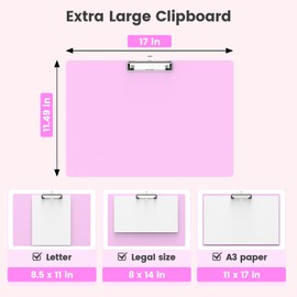 Macroclo Extra Large 11x17 Clipboards, Plastic Drawing Boards with Low Profile Clip Horizontal Clip Board,Landscape Layout. Clipboard for Drawing, Sketching. Art Supplies, Drafting Supplies.