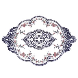 sourcing map Retro Lace Placemat 12x17-in Oval Embroidered Table Place Mats French Crochet Doilies Coasters Cup Mat for Home Wedding, Navy Blue