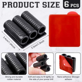 Threlaco 6 Pack Drill Bit Holder Tool Holster Bit Gripper with High Strength Adhesive Bits Holster Drill Bit Holder for Impact Driver Carry up to 6 Driver Bits on the Side of Power Drill or Driver