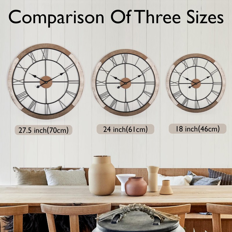 Oakrain Wall Clock for Living Room Decor, 27.5'' Big Clock