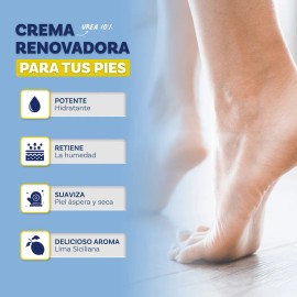 Proself Crema para Pies Renovadora con Urea 10% - 120ml - Hidrata, Exfolia y Suaviza 120 ml - Aroma a Lima Siciliana - Deja a tus Pies, Rodillas, Codos Suaves