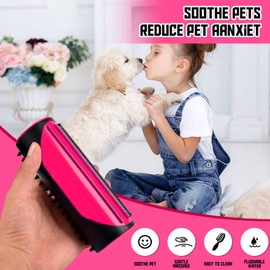 Dog Brush Cat Brush Grooming Comb, 3-in-1 Deshedding and Undercoat Brush, Pet Dematting Comb, Pet Grooming Tool with Cleaning Button for Cat Dog Horses Shedding Brush (Pink)