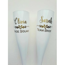 Bridal/Hen Do Reusable Champagne/Prosecco Flutes - Printed with Any Name + Bride Squad, Team Bride, plus many more, or Create Your Own!