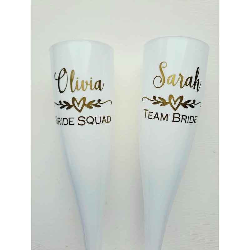 Bridal/Hen Do Reusable Champagne/Prosecco Flutes - Printed with Any Name