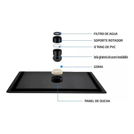 Regadera Cuadrada Tipo Lluvia Alta Presión Acero Inoxidable Negro Cromado
