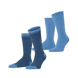 Burlington Men's Everyday Stripe Mixed Multipack M So Cotton Patterned Socks (Pack of 2), Blue Marina 6884