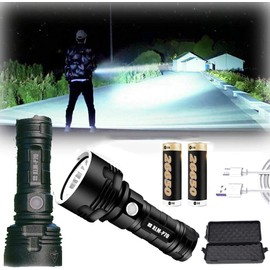 Linterna LED ultra brillante, 30000-100000 lúmenes de alta potencia, impermeable, 3 modos más potente 50W XLM-P70 LED, linterna recargable USB        