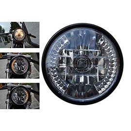 Alchemy Parts 7 inch 178mm Motorbike Headlight with Built-In LED Indicators Turn Signals | Halogen 12V 35W | Ideal for Cafe Racer Projects, Streetfighters and Street Motorbikes