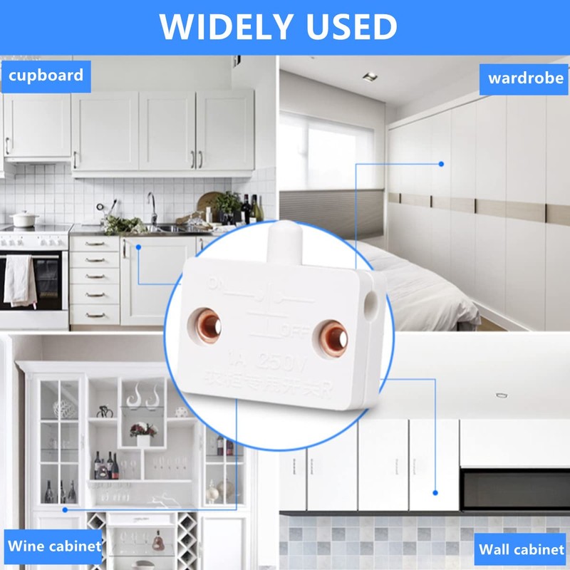 2 Pack 1A 250V Cupboard Door Switch Door Light Control
