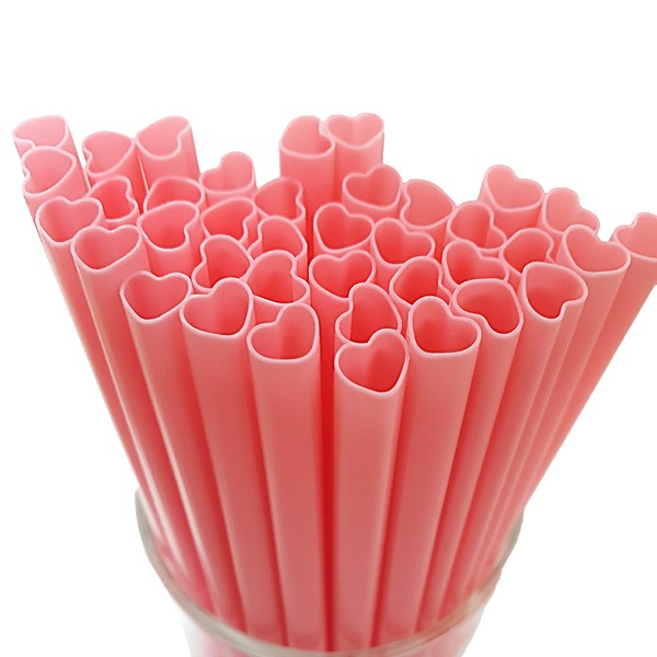 The best MOON 200pcs Heart Shaped Pink Straws Disposable Drinking Cute Straw Individually Wrapped plastic pink straw Party Supplies Birthday Party for kids Bridal Shower wedding supplies