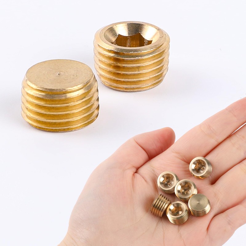 10 PCS 1/4" NPT Male Pipe Plug Fitting Set Brass