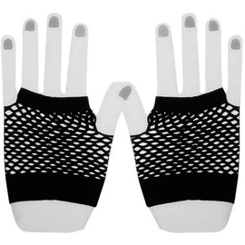 2 Pairs Black Fishnet Short Glove Pierced Nylon Fingerless Gloves Funky Retro Elegant Stretchy Opera Evening Party 1920s Gloves for Women Parties Balls