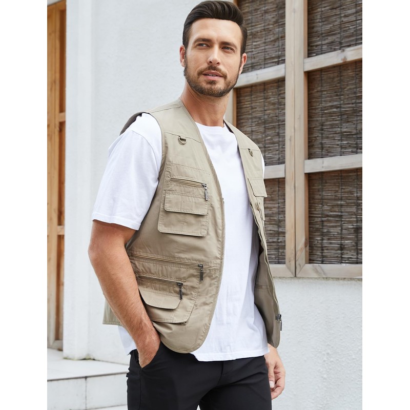 Gihuo Men's Fishing Vest Utility Safari Travel Vest with Pockets