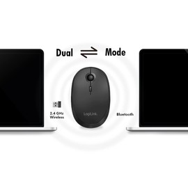 LogiLink ID0204 Wireless & Bluetooth Dual Mouse, 2.4 GHz, 800/1200/1600 dpi, Black