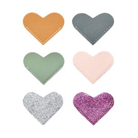 6PCS Leather Heart Bookmarks - Cute Sparkly Leather Corner Page Markers for Women, Kids, Teachers, Students, Reading Gifts for Book Lovers, Bulk Classroom Prizes for Girls & Boys