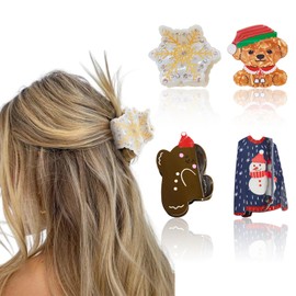 Christmas Hair Accessories for Woman and Girls Christmas Cartoon Cute Christmas Christmas Dog and Others Small Claw Clips Hair Claw Accessories Nonslip Hair Barrettes Decoration（4PCS）