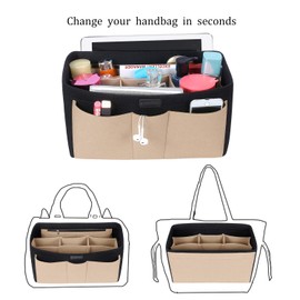 Ropch Bag Organiser for Women’s Handbags, Felt Bag Organiser, Multifunctional Cosmetics Organiser, Nappy Bag Organiser Black