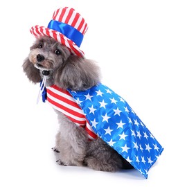 4th of July Dog Dress, Uncle Sam Costume for Pets, USA Flag Cats Costumes for Independence Day, National Day Boy X-Large