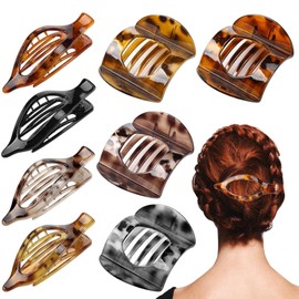 Flat Hair Claw Clips,Hair Clips Women,8 Pcs Flat Claw Clip Girls Hair Accessories,Flat Hair Clips for Thick Thin Hair