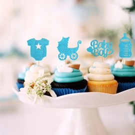 Keaziu Paquete de 36 adornos para cupcakes de bebé y niño, para decoración de fiesta de cumpleaños