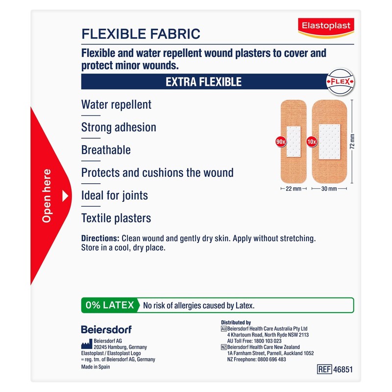 Elastoplast Flexible Fabric Plasters 100 Pack| Flexible Strapping Tape |