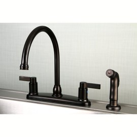 Kingston Brass FB2795NDLSP 8-3/4-Inch in Spout Reach NuvoFusion 8-Inch Centerset Kitchen Faucet with Matching Sprayer, Oil Rubbed Bronze
