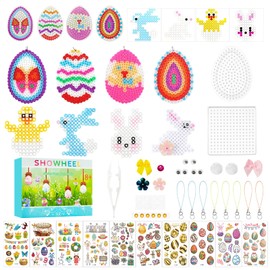 Ironing Beads Plates Easter, with 10 Colours Ironing Beads, 10 Easter Tattoo Stickers, Ironing Beads Templates, Ironing Beads Set, Easter Party Bags for Children, Children's Crafts for Easter