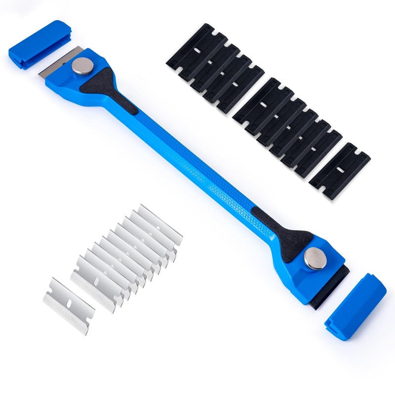 FOSHIO Long Handle Razor Blade Scraper, Two Sided Scraper Tool