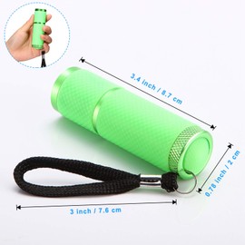 8 Pieces Glow in Dark Flashlights 9 LED Rubber Coated Flashlights with Handle Mini Torch LED Fluorescent Flashlight Aluminum Portable Handy Flashlight for Party Hiking Camping in 4 Colors