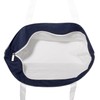 DALIX Premium Beach Bags Striped Navy Blue Zippered Tote Bag