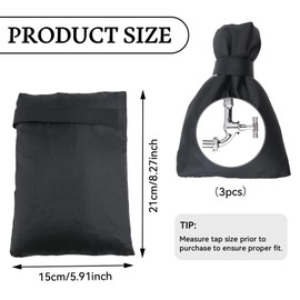 3Pcs Outdoor Winter Tap Cover, Waterproof Thermal Tap Jacket, Tap Cover Insulated Protector, Black Outside Tap Cover with Strap, Thickened Tap Cosy Cover for No-Freezing Bursting