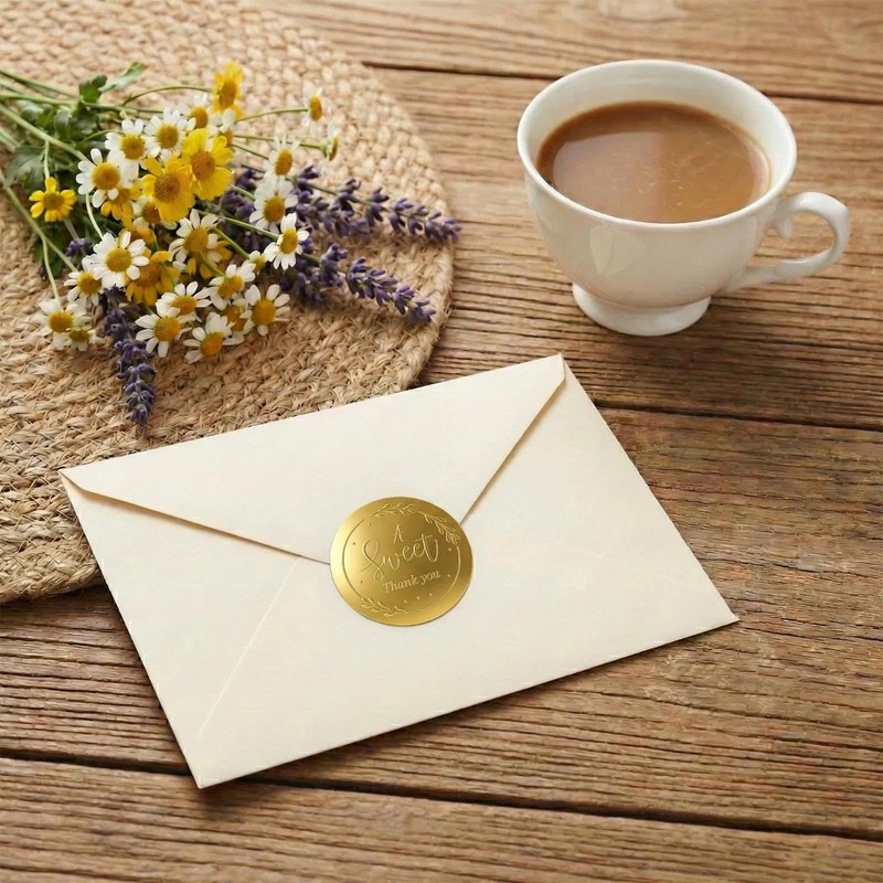 240 Pcs A Sweet Thank You Stickers, 2 Inch Gold