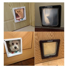 CEESC Extra Large Cat Door (Outer Size 11" x 9.8"), 4 Way Locking Large Cat Door for Interior Exterior Doors, Weatherproof Pet Door for Cats & Doggie with Circumference < 24.8" (Black)