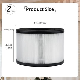 2 Pcs M01 Air Filter Replacement Compatible with MOOKA M01 Air Purifier, H13 True Hepa Filter, 3-in-1 Pre-Filter Activated Carbon Filter Filtration System