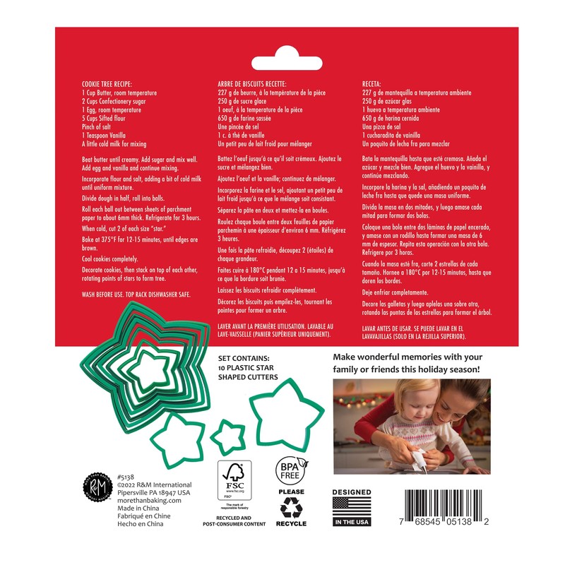 R&M International Star Tree Cookie Cutters to Make 3D Tree,