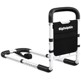 Bed Rails for Elderly Adults - ASTM Approved Adjustable Bed Cane with Non-Slip Ergonomic Handle & Storage Pocket, Bed Railings for Seniors Hold up to 350 LBS, Tool-Free