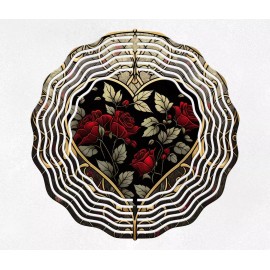 Liberty Flags & Gifts 10" Red Roses Gold Heart Stained Hanging Wind Spinner Yard Decor Kinetic rws-036