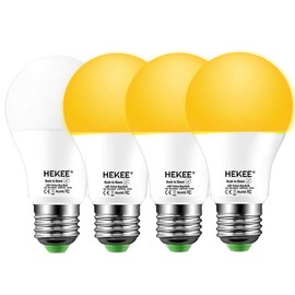 Dusk To Dawn Light Bulbs A19 8W 720 Lumens, Amber LED Orange-Yellow Sensor Bulb, 60 Watt Equivalent, Outdoor, Security Bulb(Auto On/Off), E26 Screw Base(4 Pack)