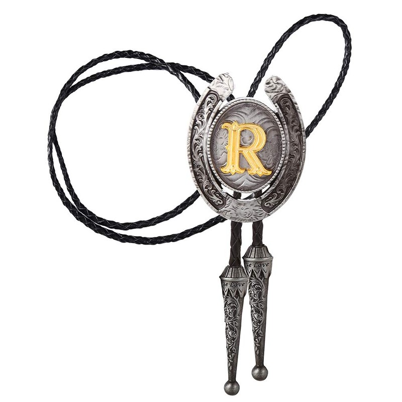 HUABOLA CALYN Vintage Bolo Tie for Men- Initial Letter ABCDMJR