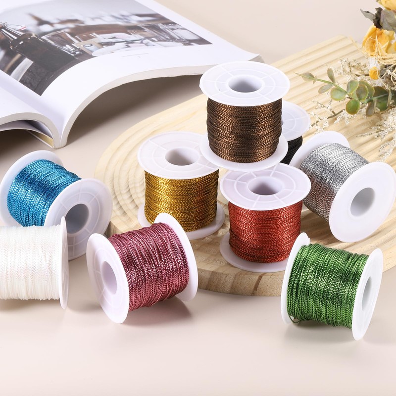 sourcing map Metallic Cord,1mmx100m Light Gold Ornaments Strings Metallic Non