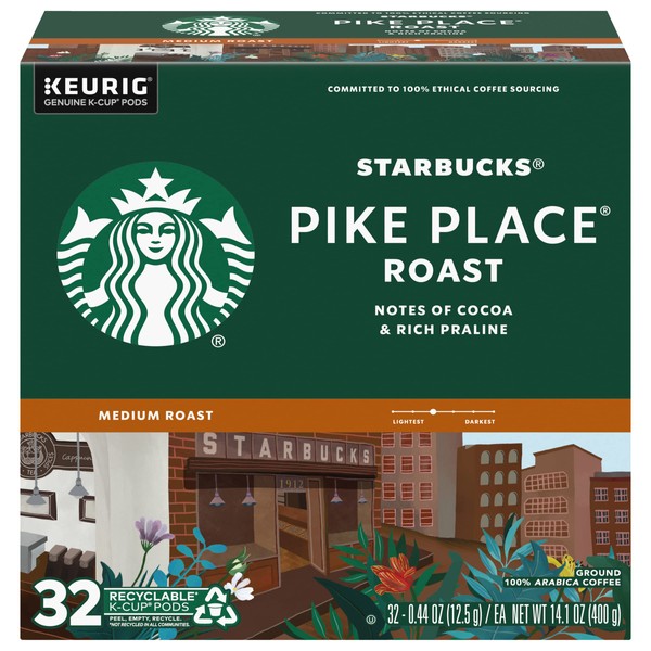 Starbucks® Pike Place Roast K-Cup® Packs, 32-count - Medium Roast (Packaging May Vary)