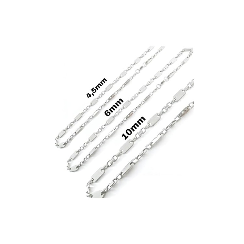 HENKi Plate Chain 60 cm Long Stainless Steel Silver Plate